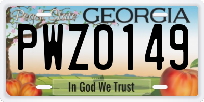 GA license plate PWZ0149