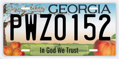GA license plate PWZ0152