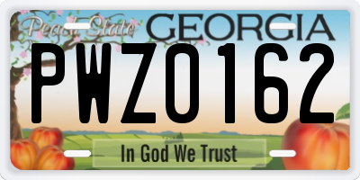 GA license plate PWZ0162