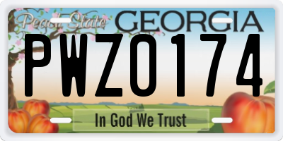 GA license plate PWZ0174