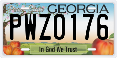 GA license plate PWZ0176