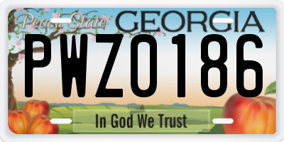 GA license plate PWZ0186