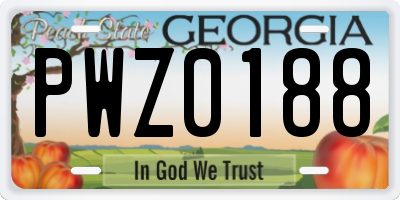 GA license plate PWZ0188