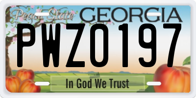 GA license plate PWZ0197