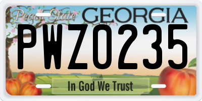 GA license plate PWZ0235