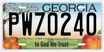 GA license plate PWZ0240