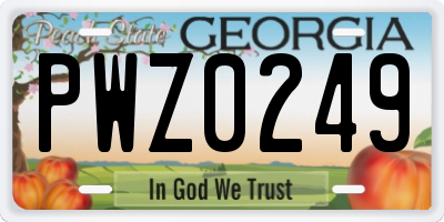 GA license plate PWZ0249