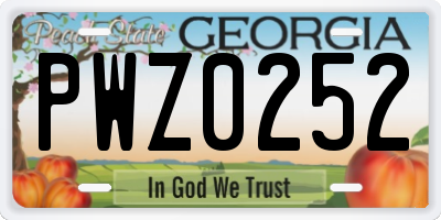 GA license plate PWZ0252