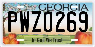 GA license plate PWZ0269