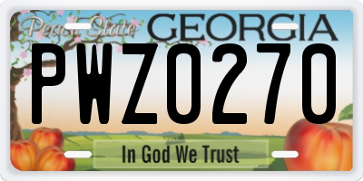 GA license plate PWZ0270