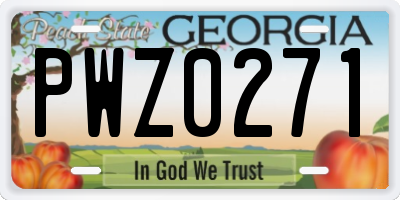 GA license plate PWZ0271
