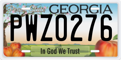 GA license plate PWZ0276