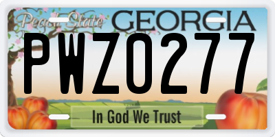 GA license plate PWZ0277