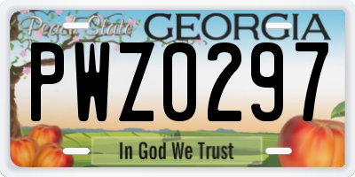 GA license plate PWZ0297