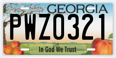 GA license plate PWZ0321