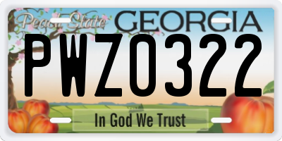 GA license plate PWZ0322
