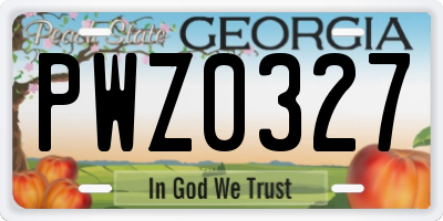 GA license plate PWZ0327