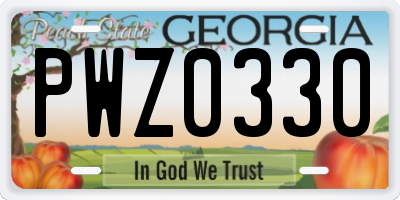 GA license plate PWZ0330