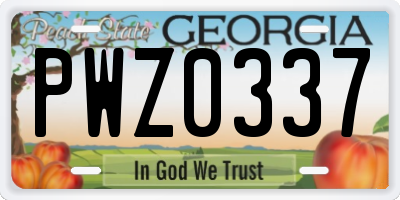 GA license plate PWZ0337