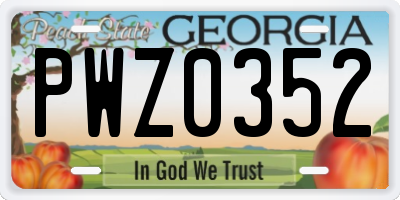 GA license plate PWZ0352