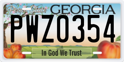 GA license plate PWZ0354