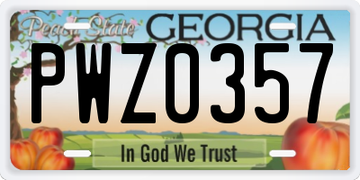 GA license plate PWZ0357