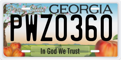 GA license plate PWZ0360