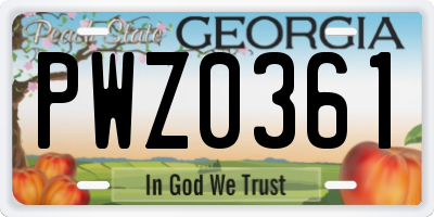 GA license plate PWZ0361