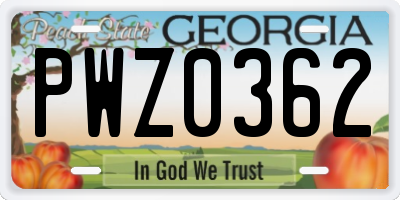 GA license plate PWZ0362