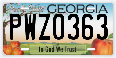 GA license plate PWZ0363