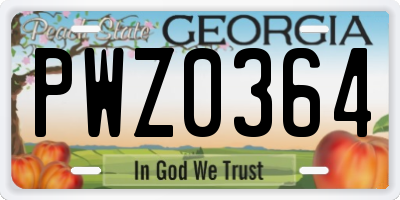 GA license plate PWZ0364