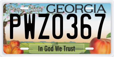 GA license plate PWZ0367