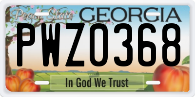 GA license plate PWZ0368