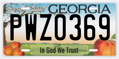 GA license plate PWZ0369