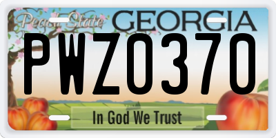 GA license plate PWZ0370
