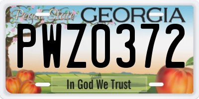 GA license plate PWZ0372
