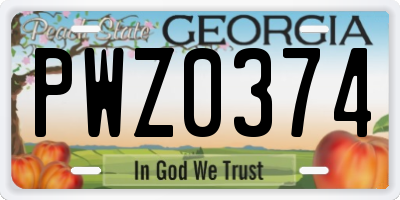 GA license plate PWZ0374