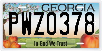 GA license plate PWZ0378