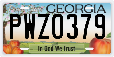 GA license plate PWZ0379