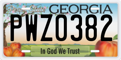 GA license plate PWZ0382