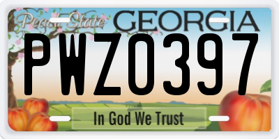 GA license plate PWZ0397