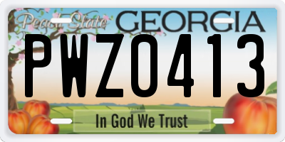 GA license plate PWZ0413