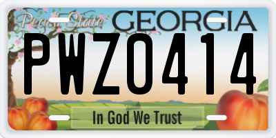 GA license plate PWZ0414