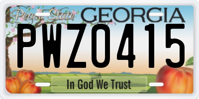 GA license plate PWZ0415