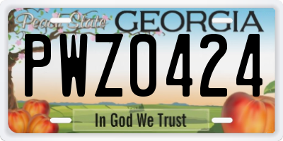 GA license plate PWZ0424