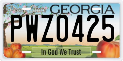 GA license plate PWZ0425