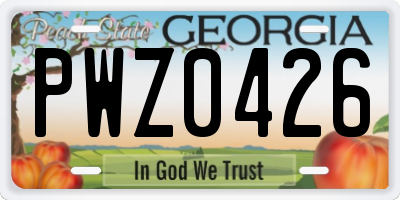 GA license plate PWZ0426