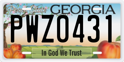 GA license plate PWZ0431