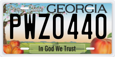 GA license plate PWZ0440