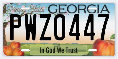 GA license plate PWZ0447